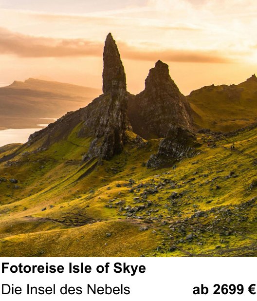 Vielseitiger Fotoworkshop rund um Fotoreise Isle of Skye: Die Insel des Nebels