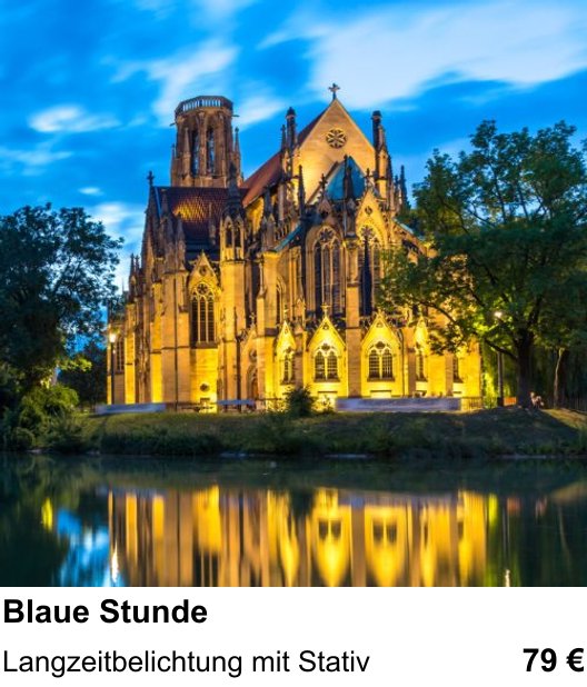 Fotoworkshop Stuttgart: Langzeitbelichtung mit Stativ mit Langzeitbelichtung zur blauen Stunde